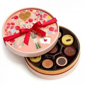 Kundengebundene runde Schokoladen-Geschenkbox-Süßigkeit, die überzogene Papierkästen mit dem Drucken verpackt
